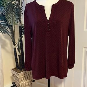 New York and Company, XL, Women's Burgundy Top, braided rope pattern